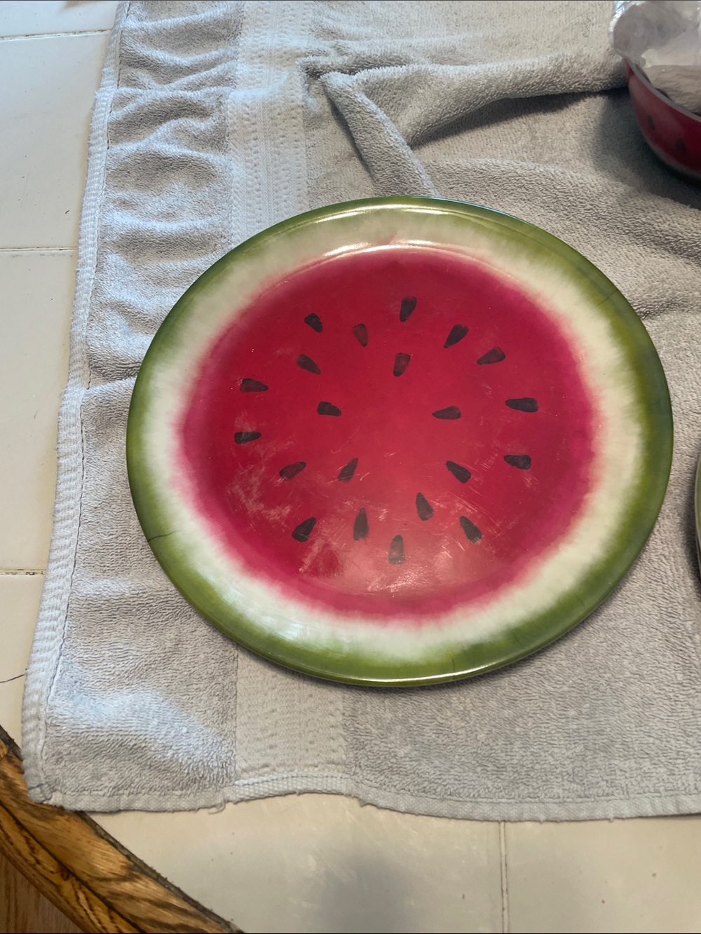 Watermelon Serving Plate - Green/Red